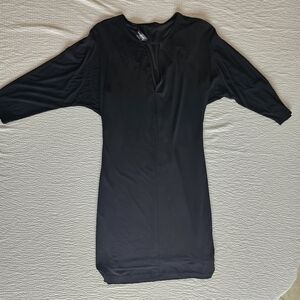 Bebe little black dress Keyhole neck 3/4 sleeve